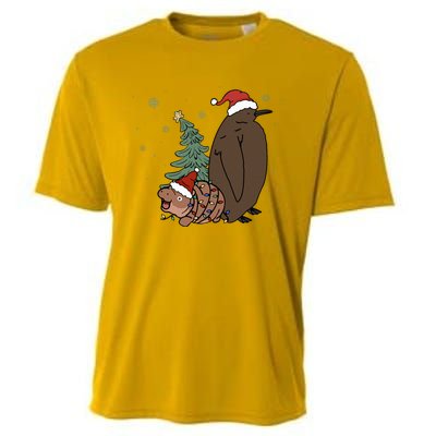 Moo Deng And Pesto Christmas Tree Cute Xmas Hippo Cooling Performance Crew T-Shirt