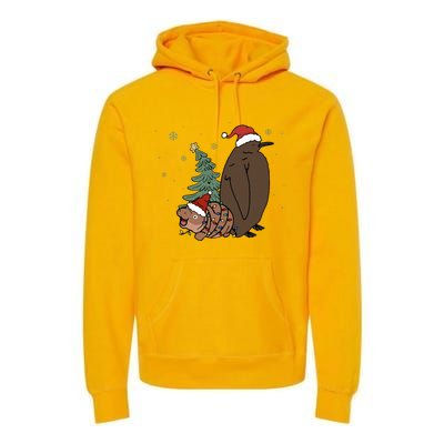 Moo Deng And Pesto Christmas Tree Cute Xmas Hippo Premium Hoodie