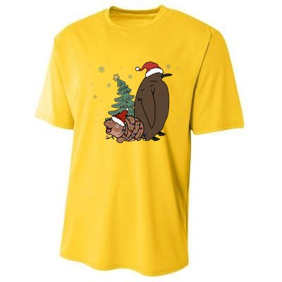 Moo Deng And Pesto Christmas Tree Cute Xmas Hippo Performance Sprint T-Shirt