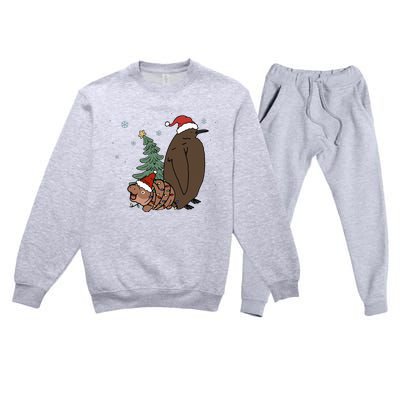 Moo Deng And Pesto Christmas Tree Cute Xmas Hippo Premium Crewneck Sweatsuit Set