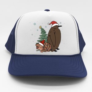 Moo Deng And Pesto Christmas Tree Cute Xmas Hippo Trucker Hat