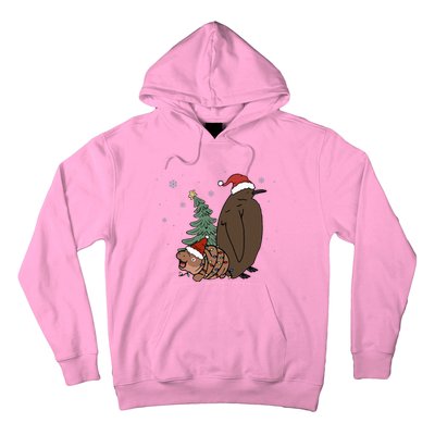 Moo Deng And Pesto Christmas Tree Cute Xmas Hippo Hoodie