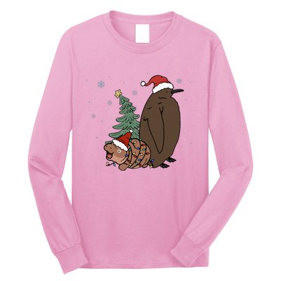 Moo Deng And Pesto Christmas Tree Cute Xmas Hippo Long Sleeve Shirt