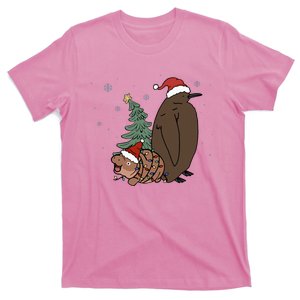 Moo Deng And Pesto Christmas Tree Cute Xmas Hippo T-Shirt