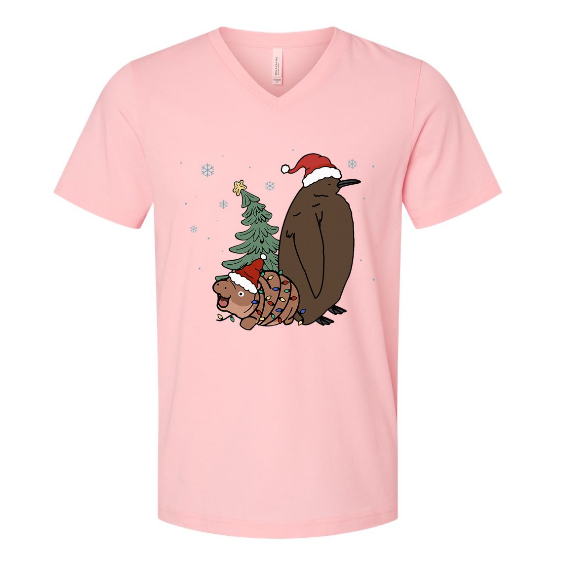Moo Deng And Pesto Christmas Tree Cute Xmas Hippo V-Neck T-Shirt