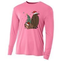 Moo Deng And Pesto Christmas Tree Cute Xmas Hippo Cooling Performance Long Sleeve Crew