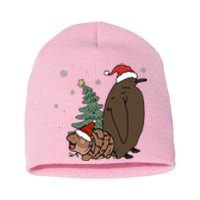 Moo Deng And Pesto Christmas Tree Cute Xmas Hippo Short Acrylic Beanie