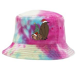 Moo Deng And Pesto Christmas Tree Cute Xmas Hippo Tie-Dyed Bucket Hat