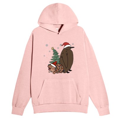 Moo Deng And Pesto Christmas Tree Cute Xmas Hippo Urban Pullover Hoodie