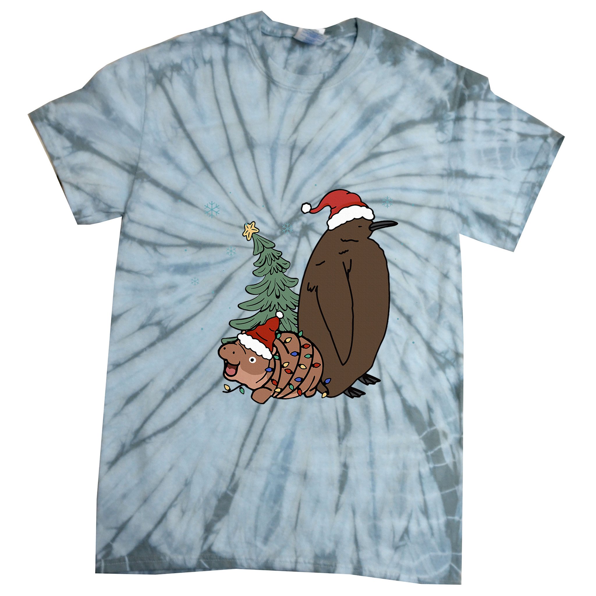 Moo Deng And Pesto Christmas Tree Cute Xmas Hippo Tie-Dye T-Shirt