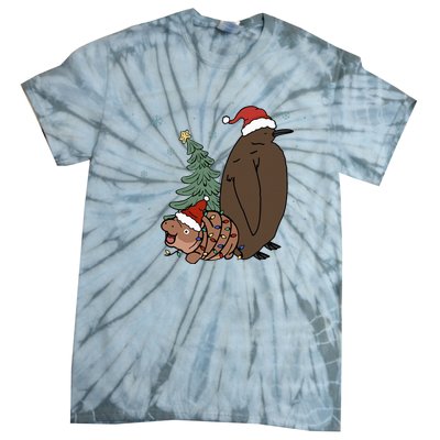 Moo Deng And Pesto Christmas Tree Cute Xmas Hippo Tie-Dye T-Shirt