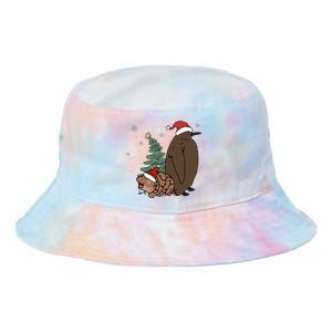 Moo Deng And Pesto Christmas Tree Cute Xmas Hippo Tie Dye Newport Bucket Hat