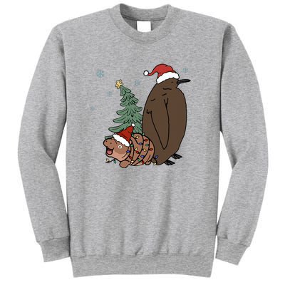 Moo Deng And Pesto Christmas Tree Cute Xmas Hippo Sweatshirt