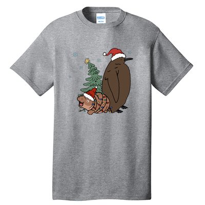 Moo Deng And Pesto Christmas Tree Cute Xmas Hippo Tall T-Shirt