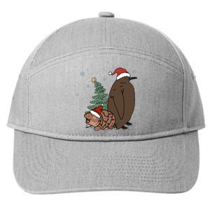 Moo Deng And Pesto Christmas Tree Cute Xmas Hippo 7-Panel Snapback Hat