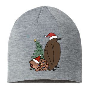 Moo Deng And Pesto Christmas Tree Cute Xmas Hippo Sustainable Beanie