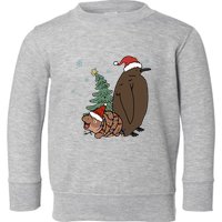 Moo Deng And Pesto Christmas Tree Cute Xmas Hippo Toddler Sweatshirt
