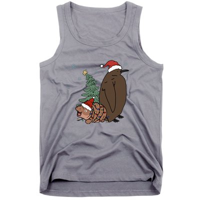 Moo Deng And Pesto Christmas Tree Cute Xmas Hippo Tank Top