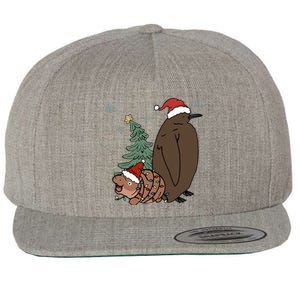 Moo Deng And Pesto Christmas Tree Cute Xmas Hippo Wool Snapback Cap