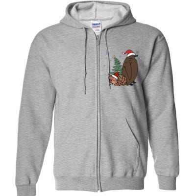 Moo Deng And Pesto Christmas Tree Cute Xmas Hippo Full Zip Hoodie