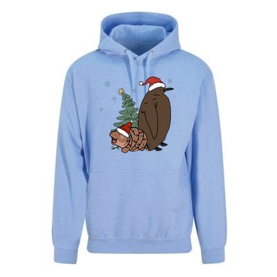 Moo Deng And Pesto Christmas Tree Cute Xmas Hippo Unisex Surf Hoodie