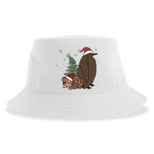 Moo Deng And Pesto Christmas Tree Cute Xmas Hippo Sustainable Bucket Hat