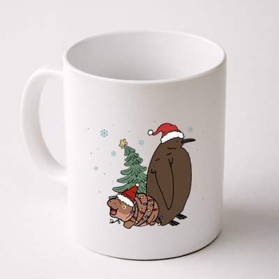 Moo Deng And Pesto Christmas Tree Cute Xmas Hippo Mug