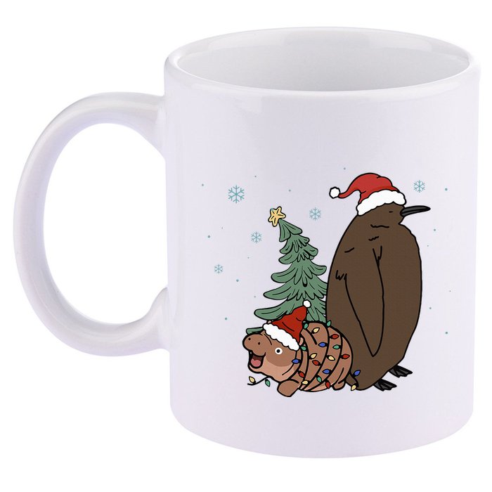 Moo Deng And Pesto Christmas Tree Cute Xmas Hippo 11oz C Handle Ceramic Mug