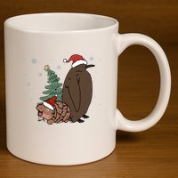 Moo Deng And Pesto Christmas Tree Cute Xmas Hippo 11oz C Handle Ceramic Mug