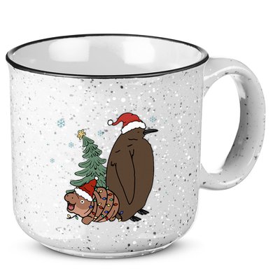 Moo Deng And Pesto Christmas Tree Cute Xmas Hippo 15oz Campfire Ceramic Mug