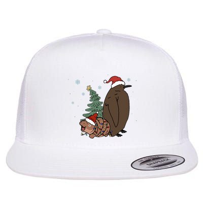 Moo Deng And Pesto Christmas Tree Cute Xmas Hippo Flatbill Hat