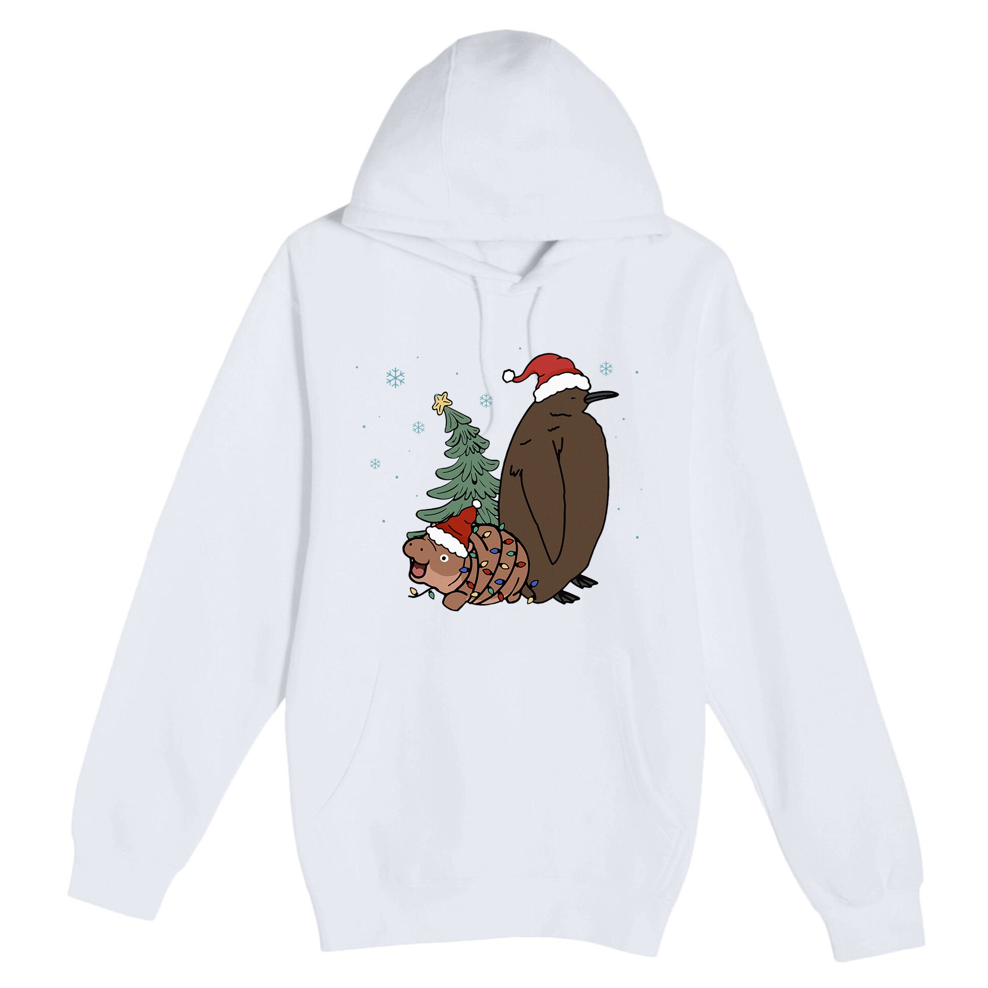 Moo Deng And Pesto Christmas Tree Cute Xmas Hippo Premium Pullover Hoodie