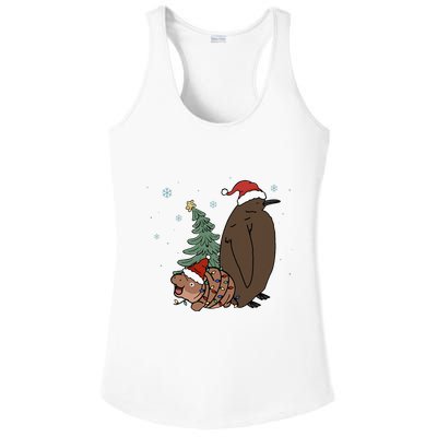 Moo Deng And Pesto Christmas Tree Cute Xmas Hippo Ladies PosiCharge Competitor Racerback Tank