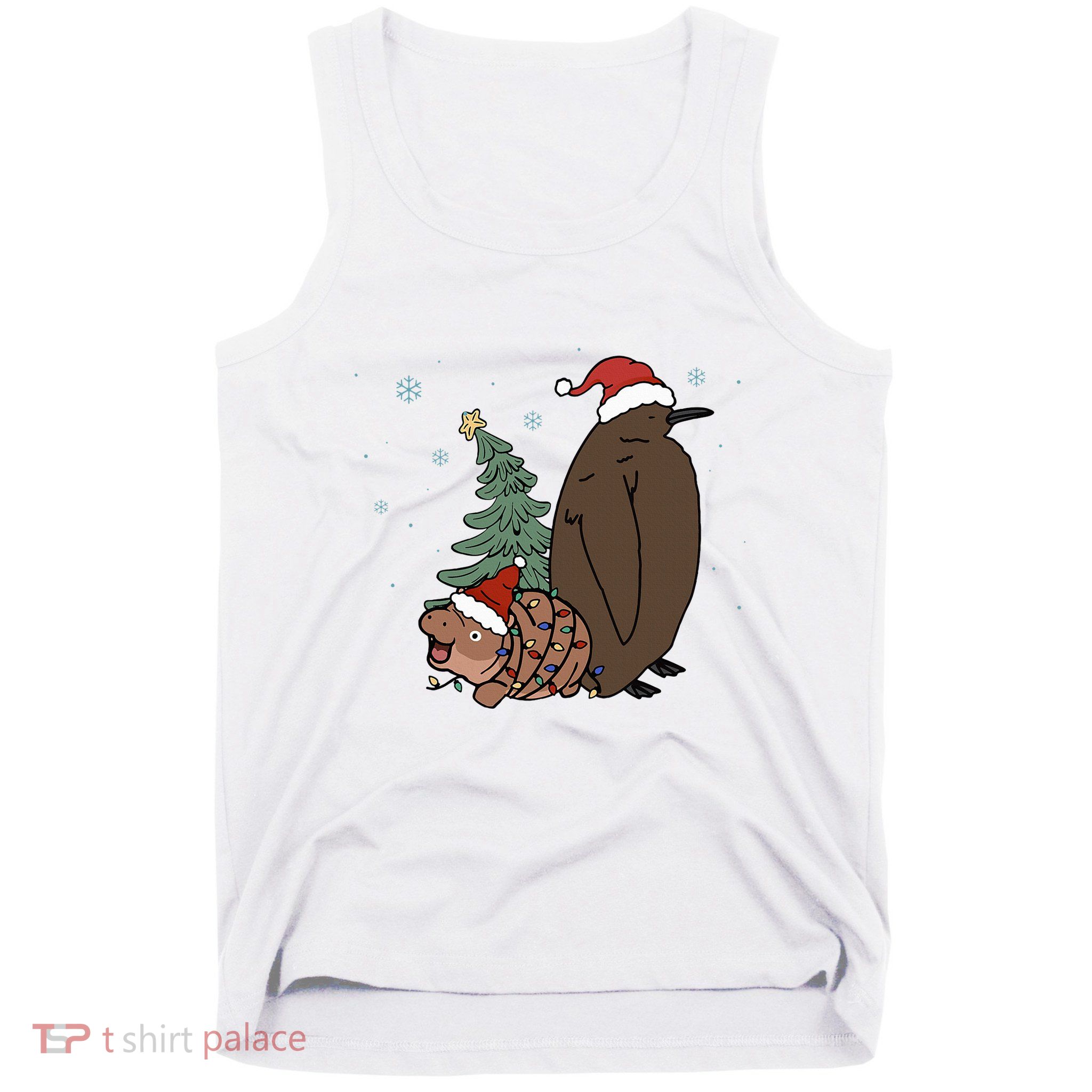 Moo Deng And Pesto Christmas Tree Cute Xmas Hippo Tank Top