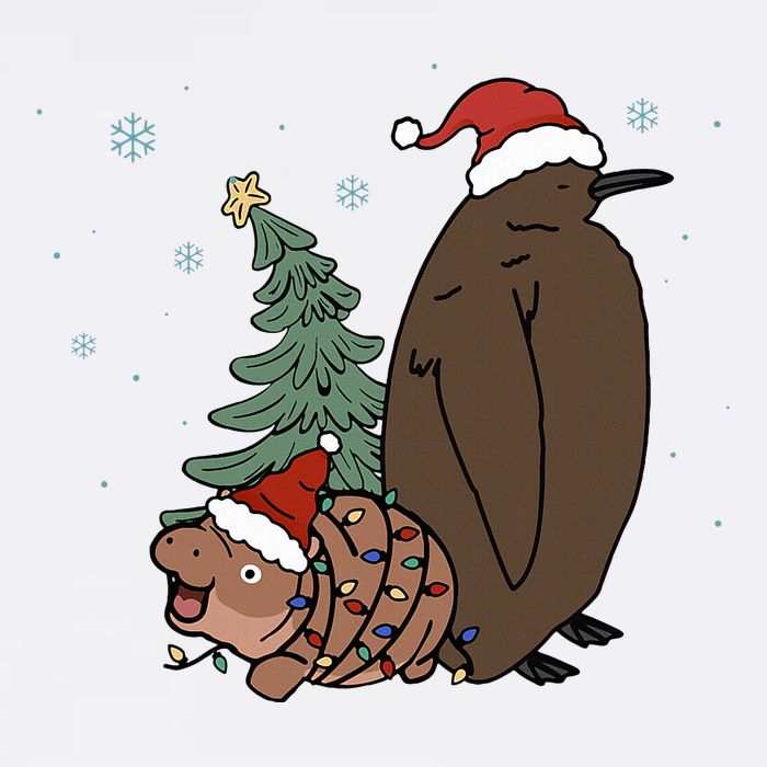 Moo Deng And Pesto Christmas Tree Cute Xmas Hippo Women's Crop Top Tee