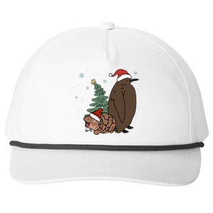 Moo Deng And Pesto Christmas Tree Cute Xmas Hippo Snapback Five-Panel Rope Hat