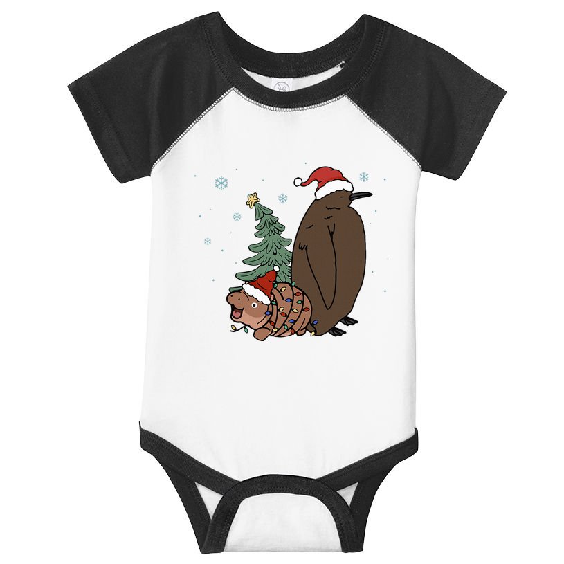 Moo Deng And Pesto Christmas Tree Cute Xmas Hippo Infant Baby Jersey Bodysuit
