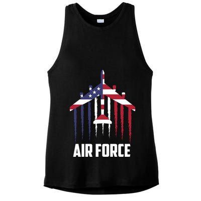 Memorial Day Air Force B52 Bomber American Ladies PosiCharge Tri-Blend Wicking Tank
