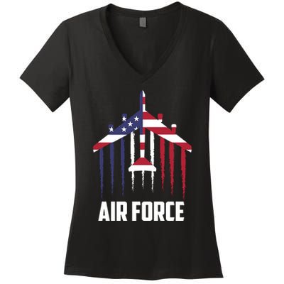 Memorial Day Air Force B52 Bomber American Women's V-Neck T-Shirt
