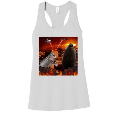 Moo Deng And Pesto Battle Women's Racerback Tank