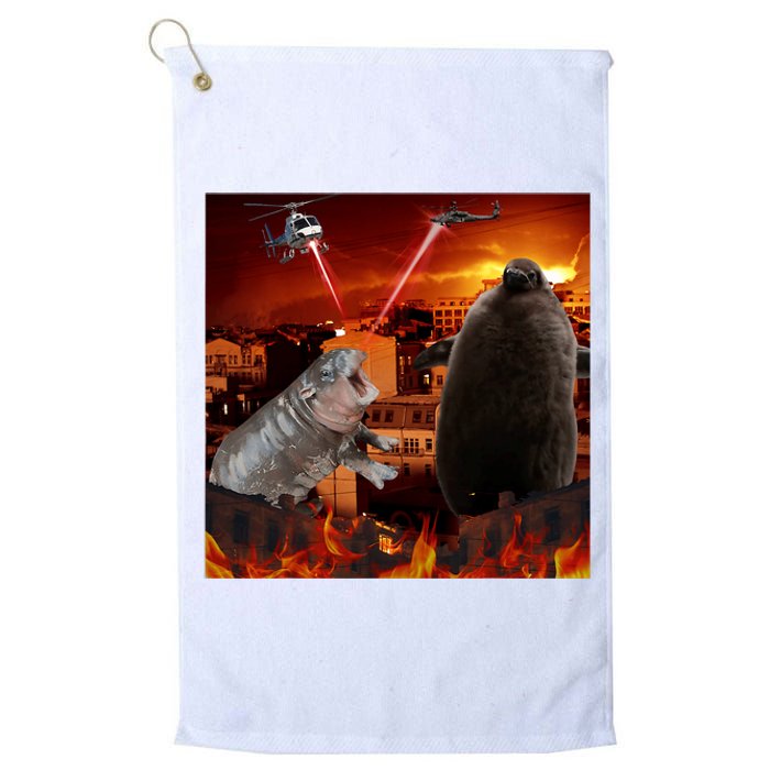 Moo Deng And Pesto Battle Platinum Collection Golf Towel