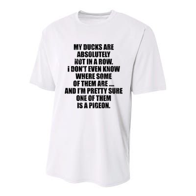 My Ducks Are Absolutely Not In A Row Pigeon Youth Performance Sprint T-Shirt