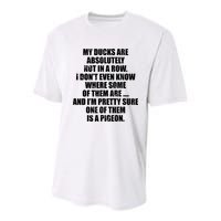 My Ducks Are Absolutely Not In A Row Pigeon Youth Performance Sprint T-Shirt