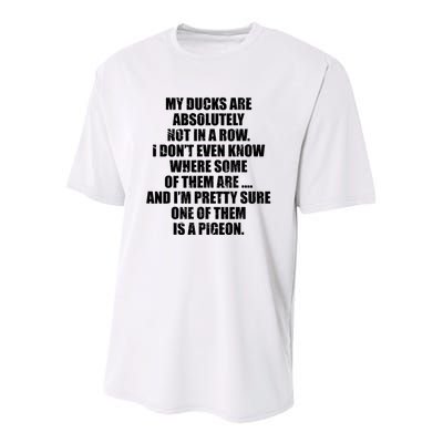 My Ducks Are Absolutely Not In A Row Pigeon Youth Performance Sprint T-Shirt