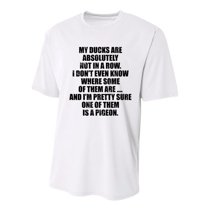 My Ducks Are Absolutely Not In A Row Pigeon Youth Performance Sprint T-Shirt