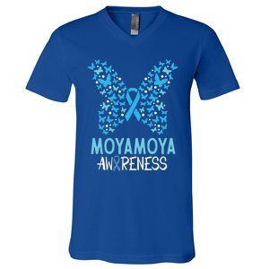 Moyamoya Disease Awareness Butterfly Gift And Meaningful Gift V-Neck T-Shirt