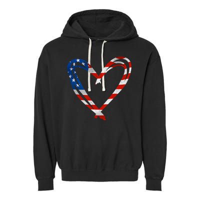 Memorial Day And 4th July Partiotic Heart Gift Garment-Dyed Fleece Hoodie