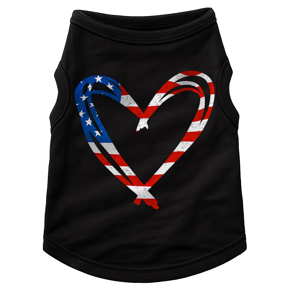 Memorial Day And 4th July Partiotic Heart Gift Doggie Tank