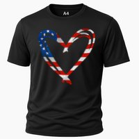 Memorial Day And 4th July Partiotic Heart Gift Cooling Performance Crew T-Shirt