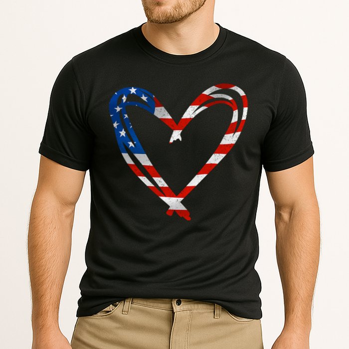 Memorial Day And 4th July Partiotic Heart Gift Cooling Performance Crew T-Shirt